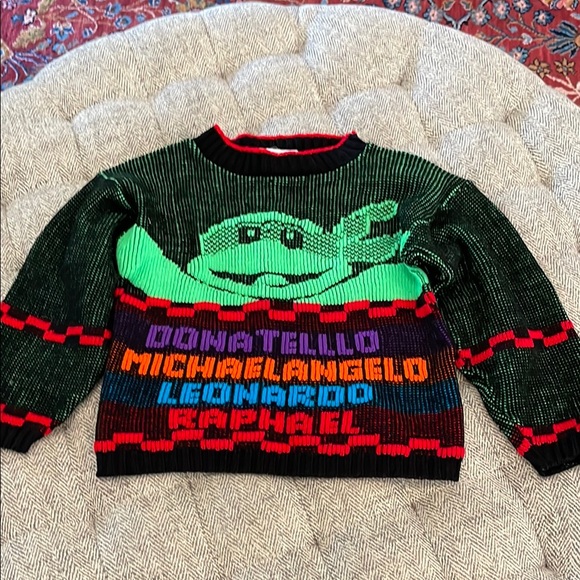 Vintage 1990 Teenage Ninja Mutant Turtles acrylic sweater size S - Picture 1 of 8